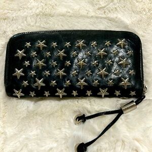 Jimmy Choo Star Studded Black Zip Around